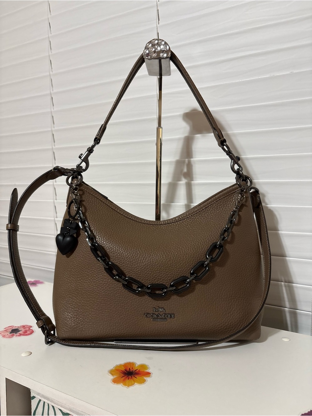 Coach Laurel Bag in Dark Stone ( Medium Size)